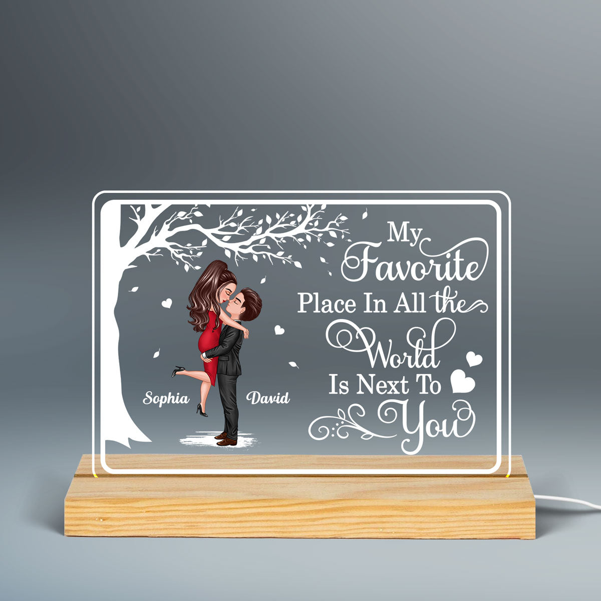 My Favorite Place Standing Hugging Couple Personalized Custom Shape LED Night Light LED Lamp