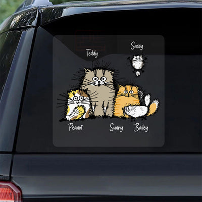 Cute Funny Cats Personalized Decal, Gift For Cat Lovers