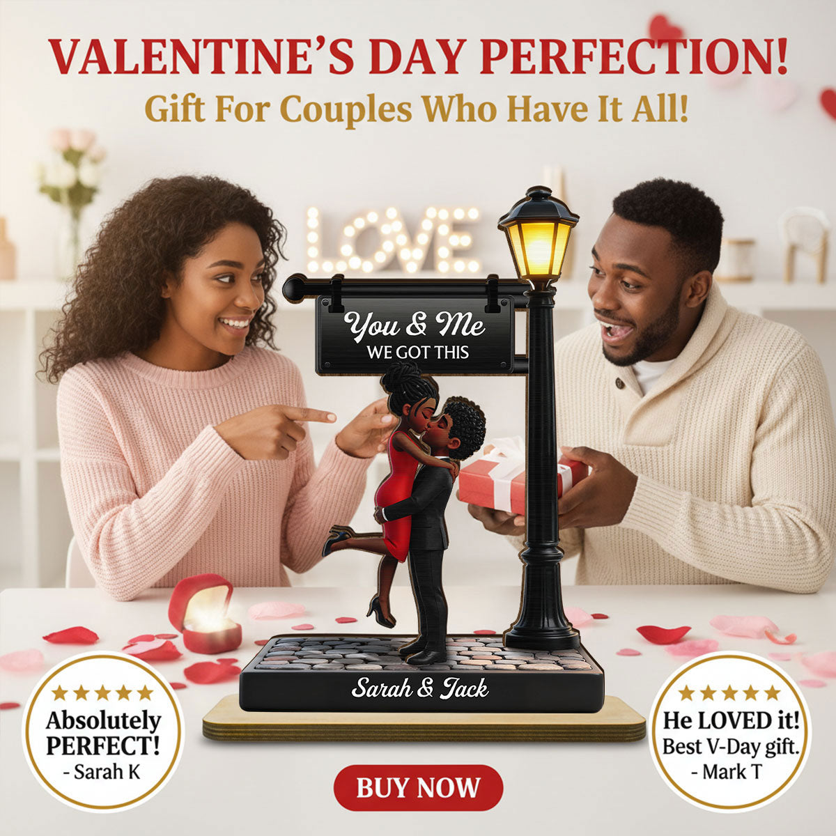 Eternal Love Love Under The Light - Personalized 2-Layered Wooden Plaque - Heartfelt Valentine's Day Gift For Couple, For Him, For Her