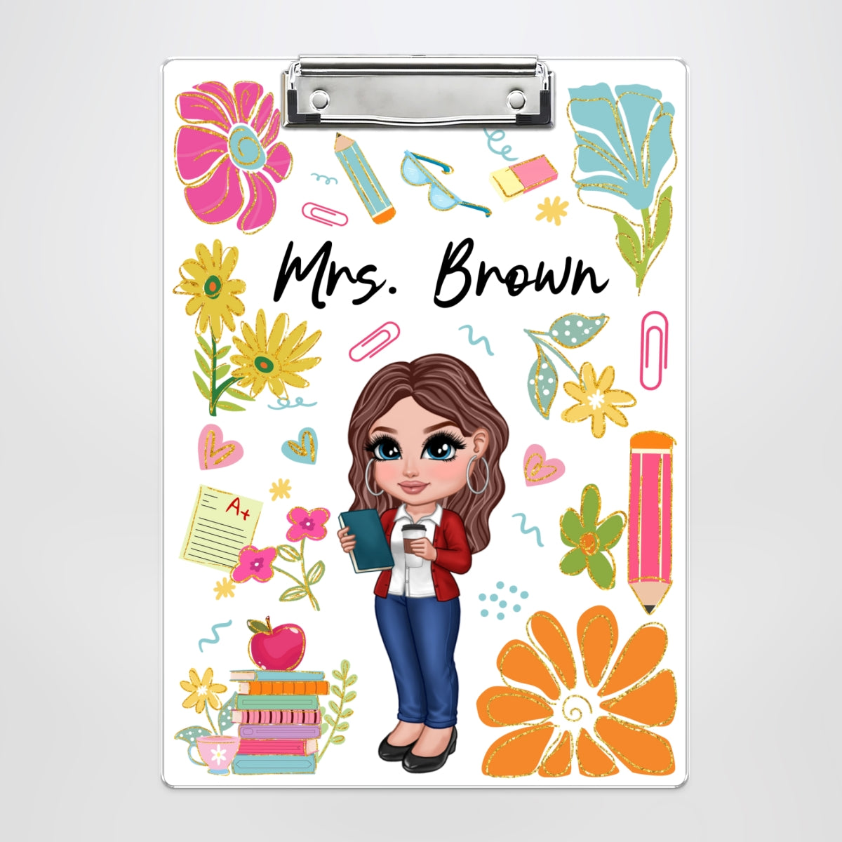 Boho Floral Teacher Personalized Clipboard, Teacher Appreciation Gift, , End Of Year Gift, Back To School Teacher Supplies