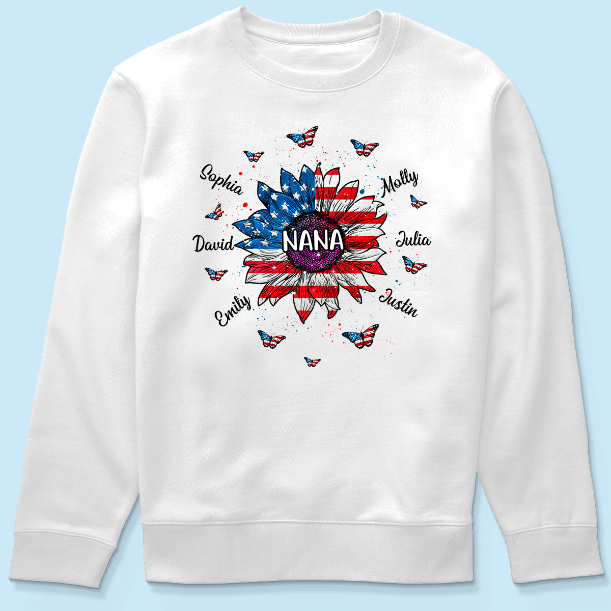 Grandma With Grandkids Names Nation Flag Sunflower Personalized Shirt