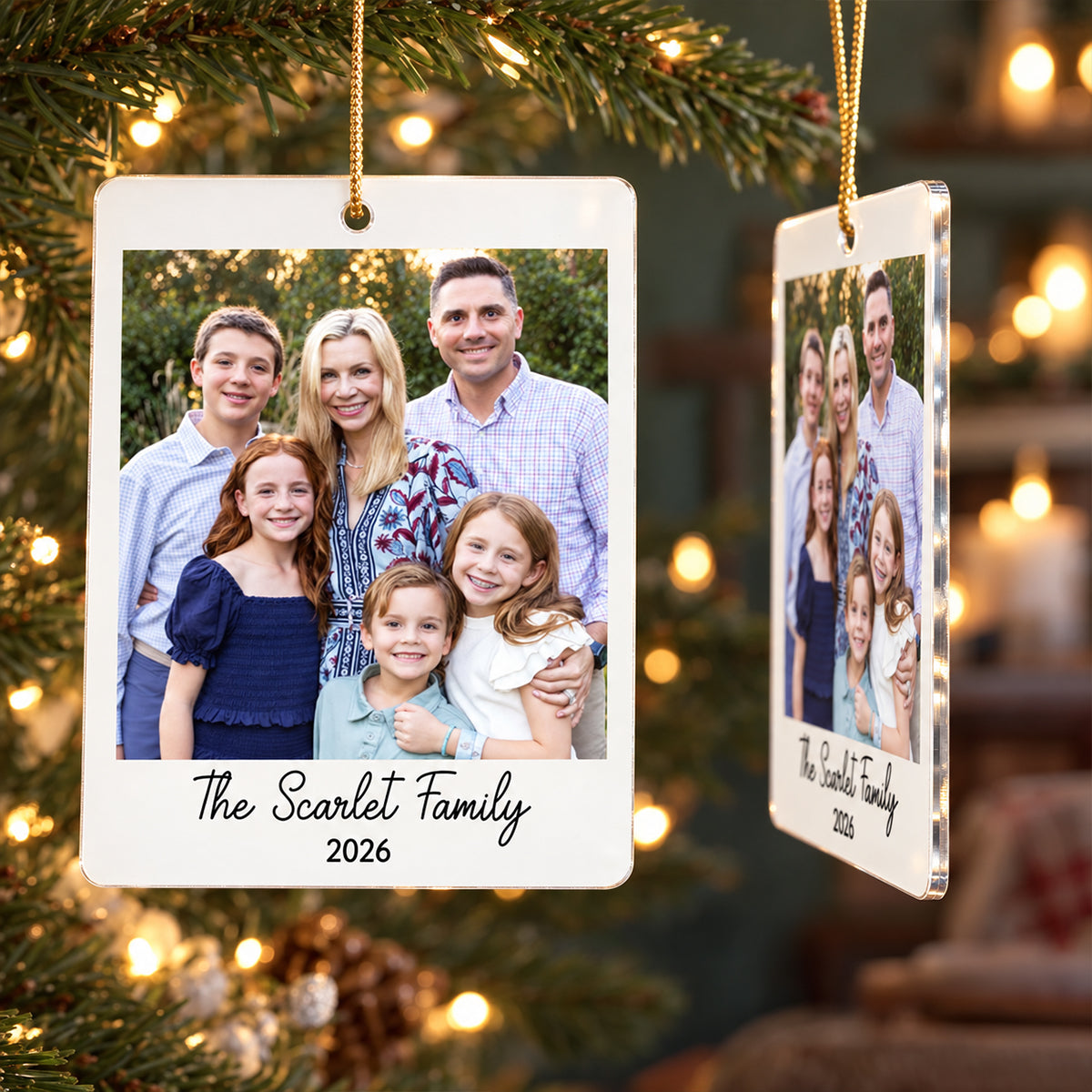 Custom Family Photo - Personalized Acrylic Ornament, Large Family Christmas Gifts, Personalized Family Polaroid Keepsake