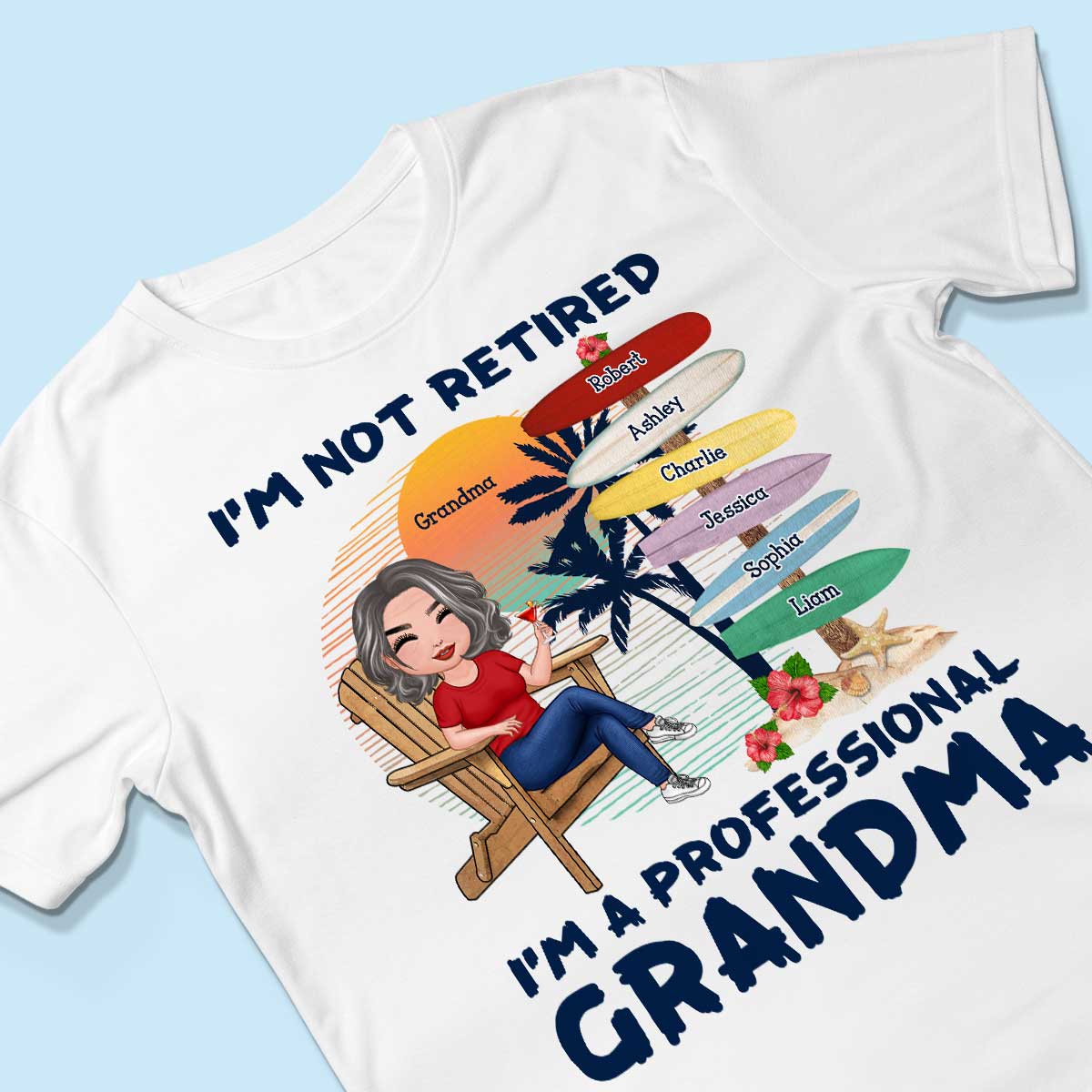 Retired Grandma Kids Names Sign Personalized Shirt