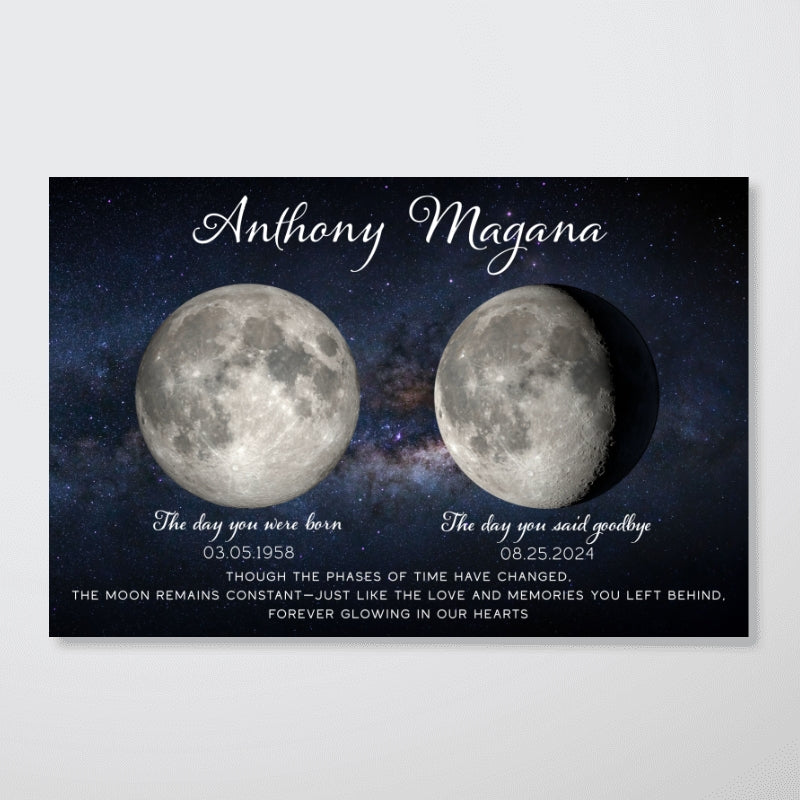 Lost Loved One Moon Phase Art Memorial Sympathy Gift - Personalized Poster