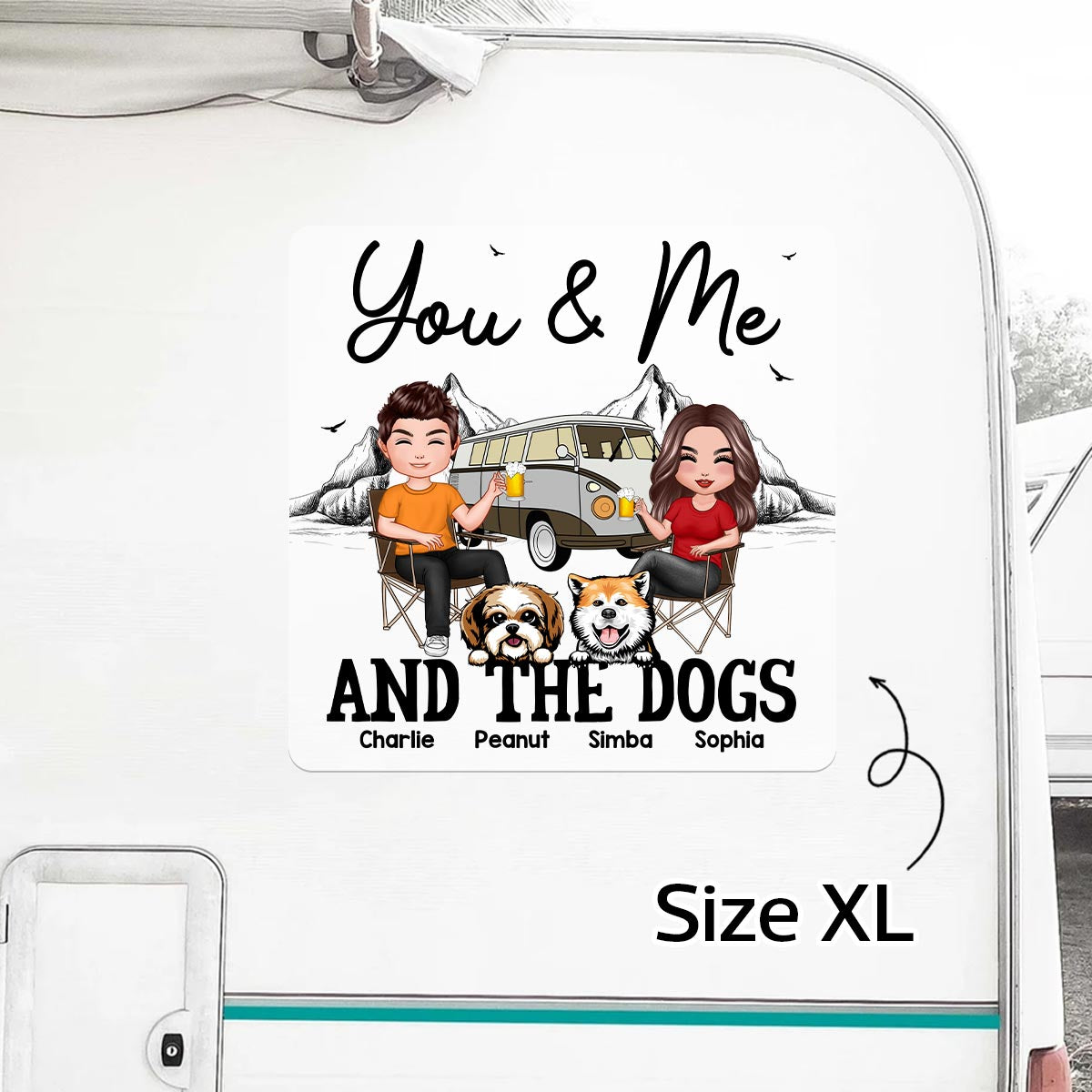 You Me & The Dogs Camping Couple Personalized RV Decal