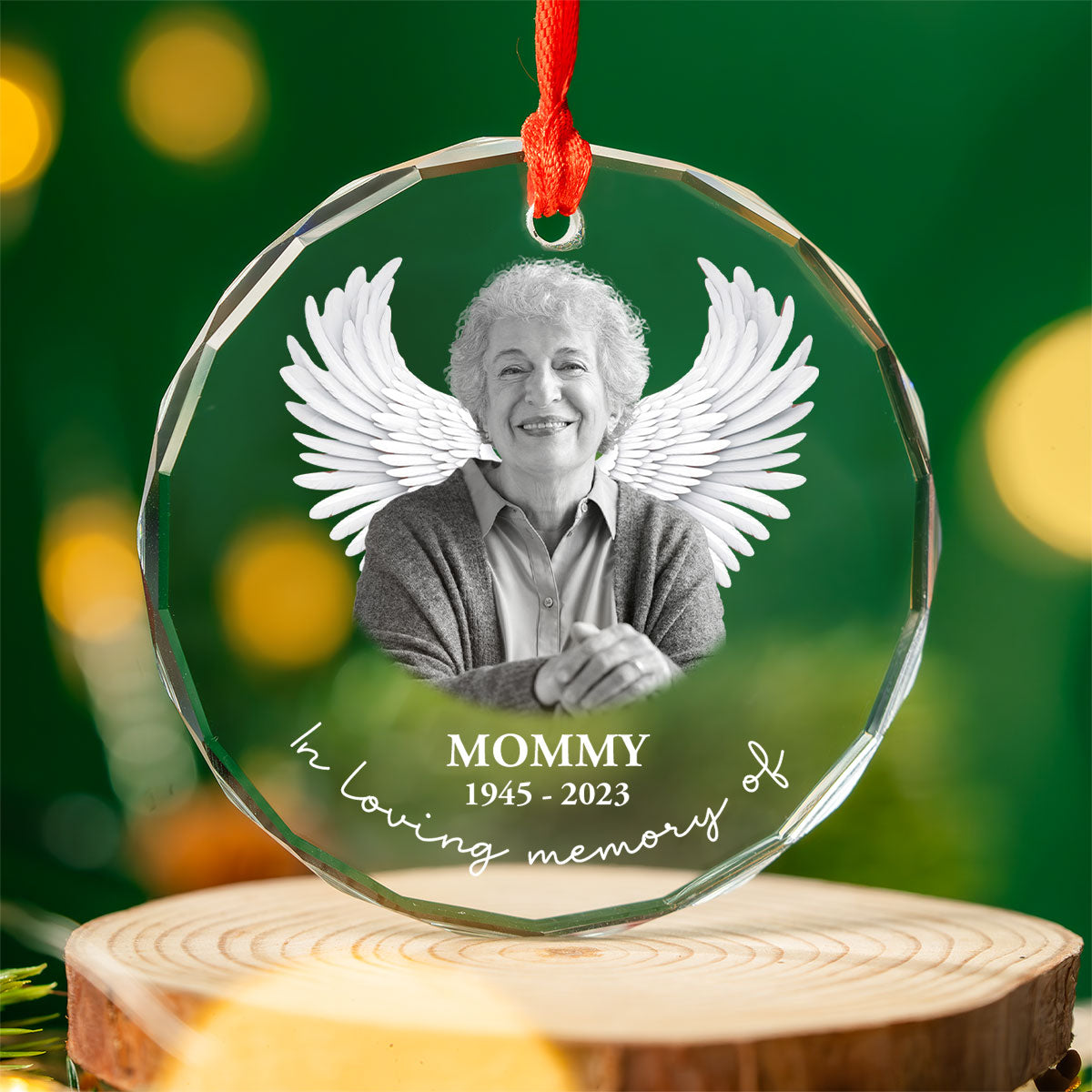 Photo Uploaded Memorial Personalized Glass Oranament, Christmas Decoration