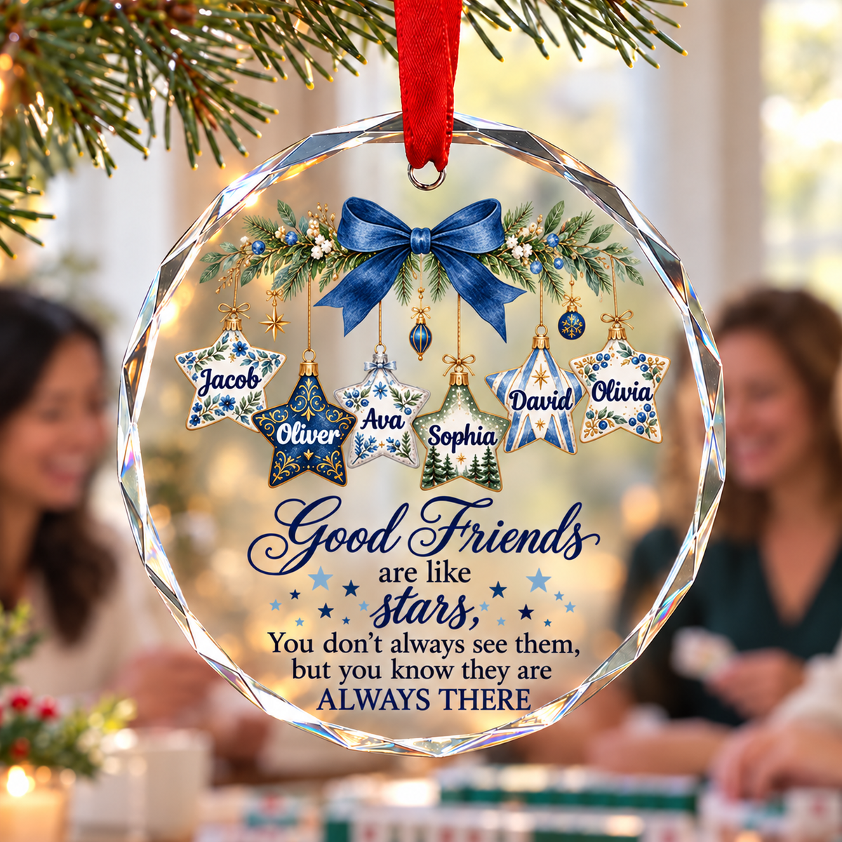 Good Friends Are Like Stars - Personalized Glass Ornament - Christmas Gift for Best Friends