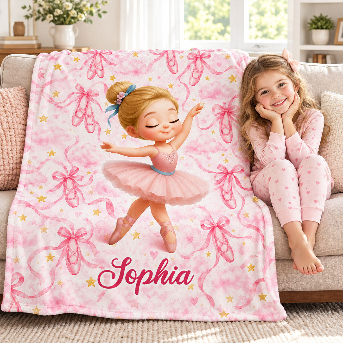 Ballerina Dance Girl Custom Name - Personalized Fleece Blanket - Christmas Gift For Ballerina Girl, Granddaughter, Daughter