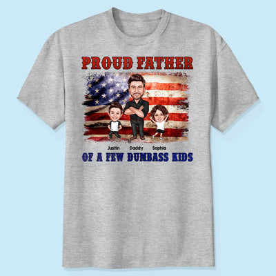Proud Father Of Kids Caricature Personalized Shirt