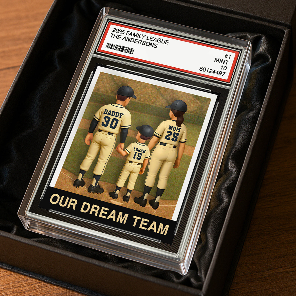 Baseball Family Couple & Kids Trading Card Style Personalized Acrylic Block Plaque