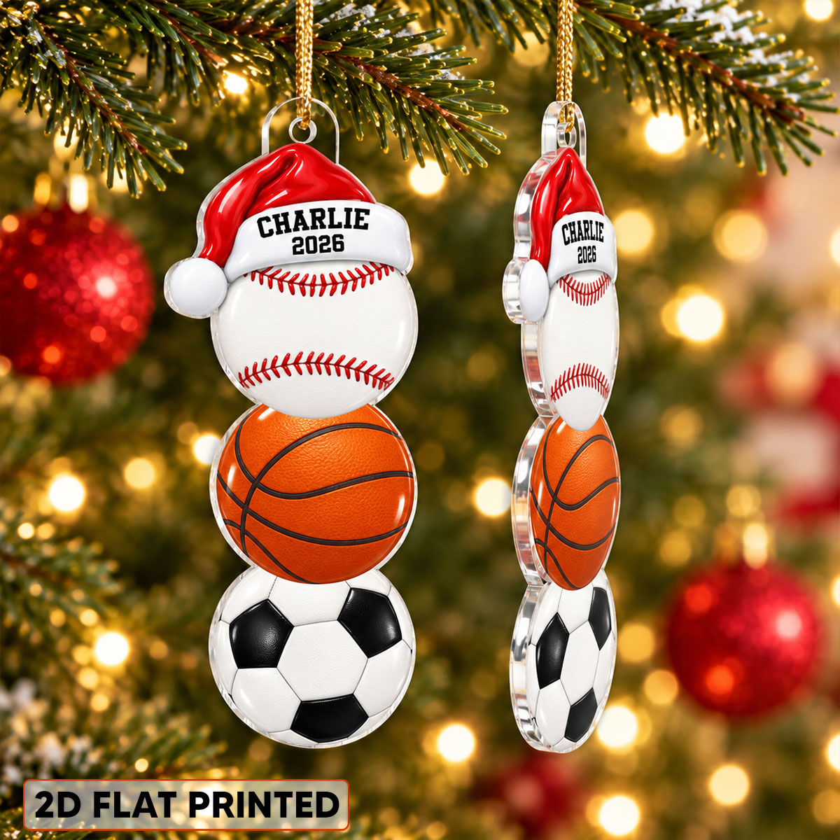 Custom Multiple Sports Player Name - Personalized Acrylic Ornament - Christmas Gift For Kid, Teen, Soccer, Basketball, Baseball, Softball, Football, Volleyball Athlete, Players, Lovers