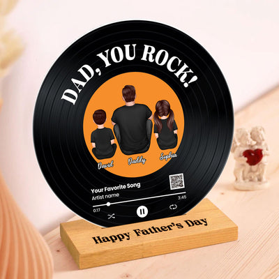 Dad You Rock Favorite Song Scannable QR Code Personalized Acrylic Record Plaque, Gift For Dad