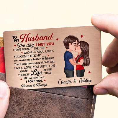 To My Husband Couple Couple Kissing Wallet Insert Personalized Metal Wallet Card