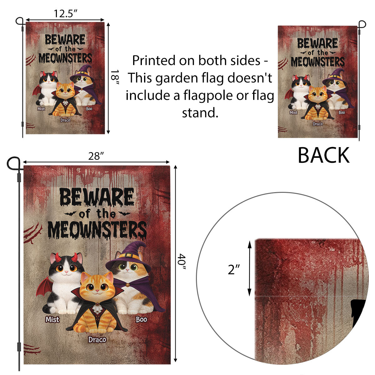 Halloween Horror Theme Beware Of Little Meownsters Cats - Personalized Garden Flag - Halloween Decor For Cat Lovers