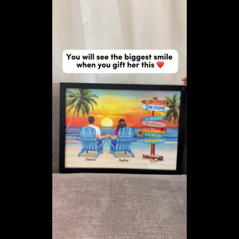 Summer Couple Sitting Be Happy Personalized Poster