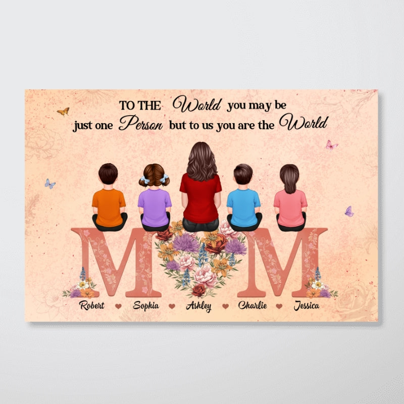Mom Heart Birth Month Flowers Sitting On Text Personalized Poster