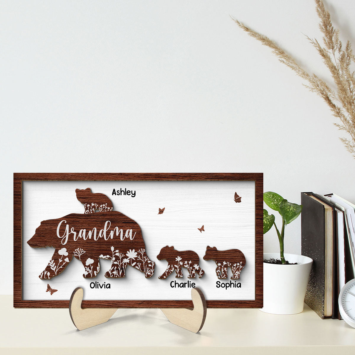 Mama Grandma Bear Personalized 2-layer Wooden Plaque