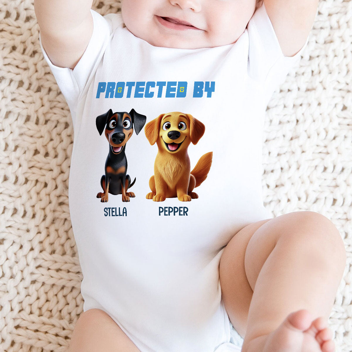 Protected By Dogs Personalized Baby Onesie Baby Shirt