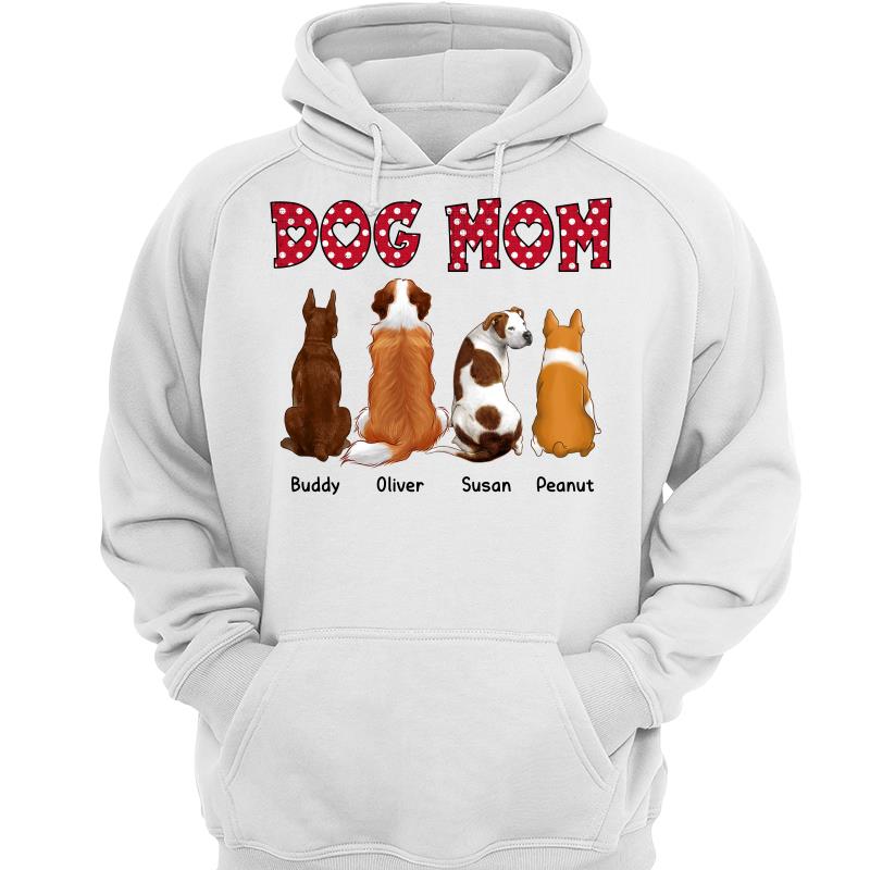Dog Mom Polka Dot Sitting Dog Back View Personalized Shirt