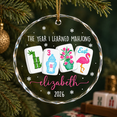 The Year I Learned Mahjong - Personalized Glass Ornament Funny Mahjong Group Christmas Gift