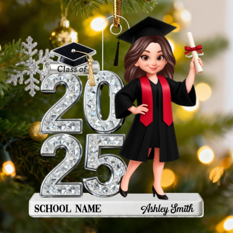 3D Shiny Effect Class Of 2025 2026 Senior - Personalized Acrylic Car Hanger- Gift For Graduates, Daughter, Son