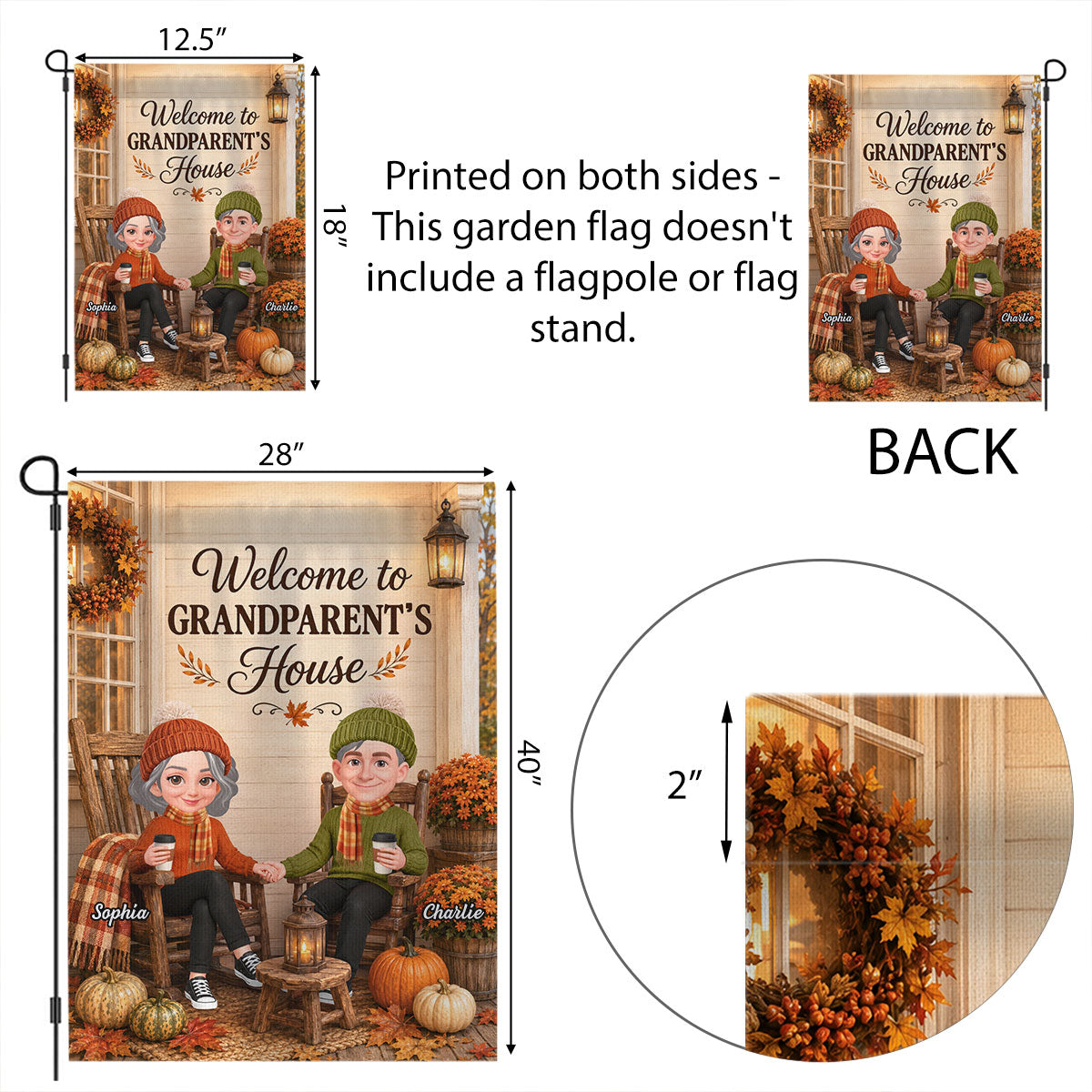 Cozy Season Grandparent's House - Personalized Garden Flag - Fall Season Decor Gift, Gift For Grandma Grandpa