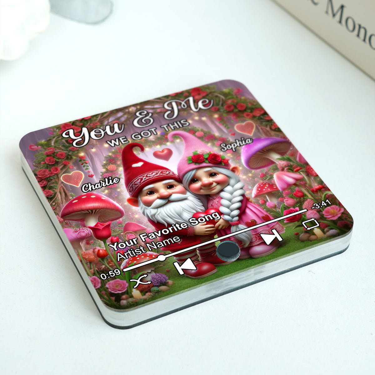 Gnome Couple Personalized Music Fridge Magnet, Heartfelt  Gift For Couple, For Him, For Her, Boyfriend, Girlfriend, Husband, Wife