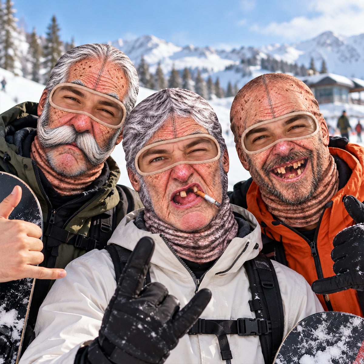 Realistic Old Man Face - Personalized Balaclava Mask - Hilarious Winter Christmas Gift for Skiers, Snowboard Party Face Cover, Custom Ski Mask