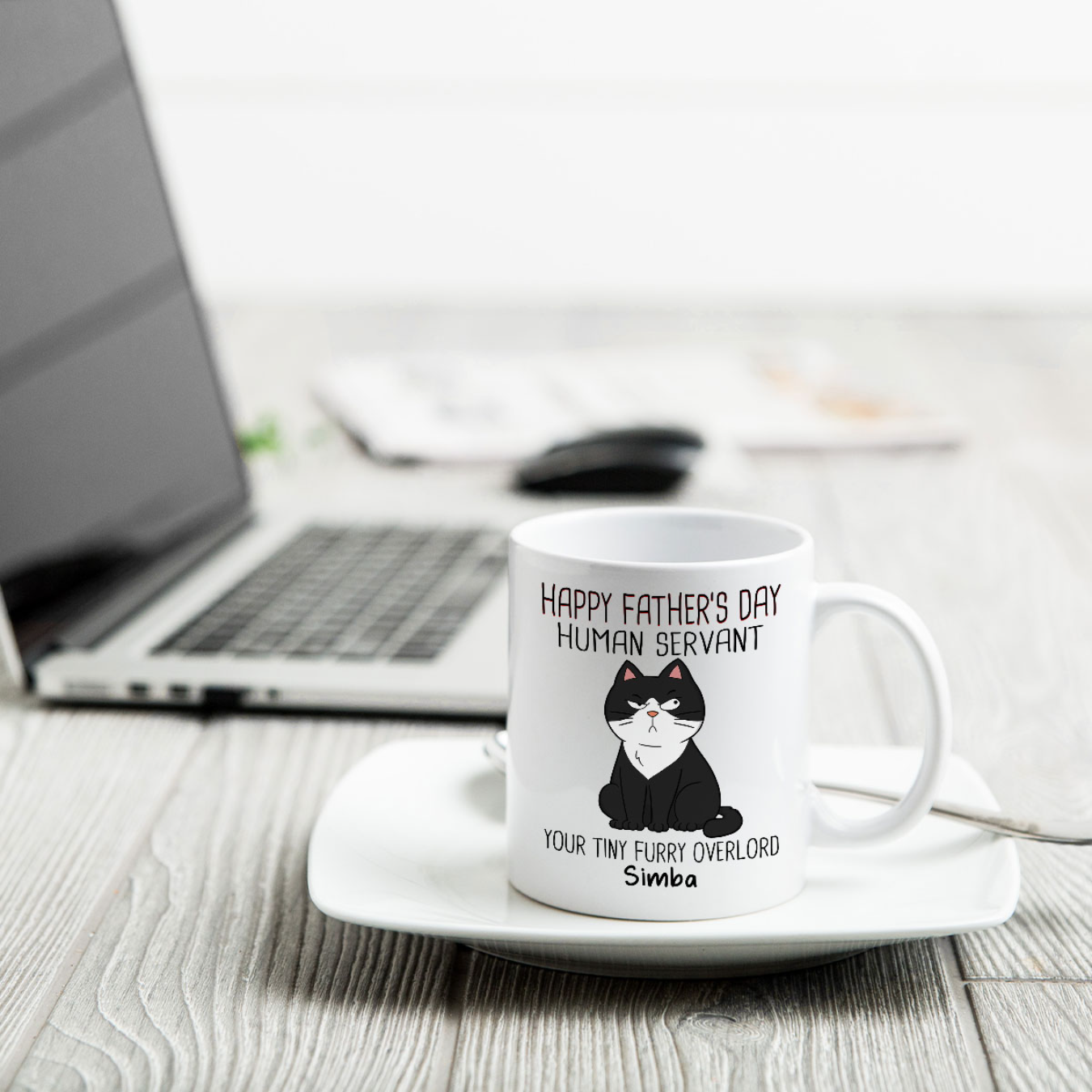 Happy Father‘s Day Human Servant - Personalized Mug - Gift For Cat Dad, Dad, Husband
