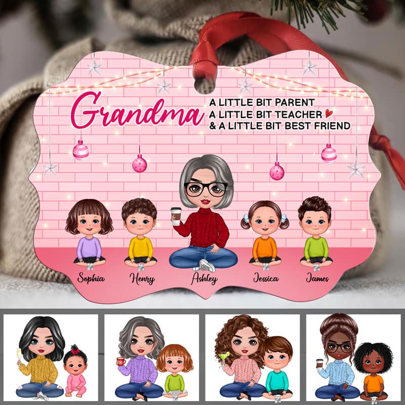 Grandma A Little Bit Best Friend Brick Personalized Christmas Ornament