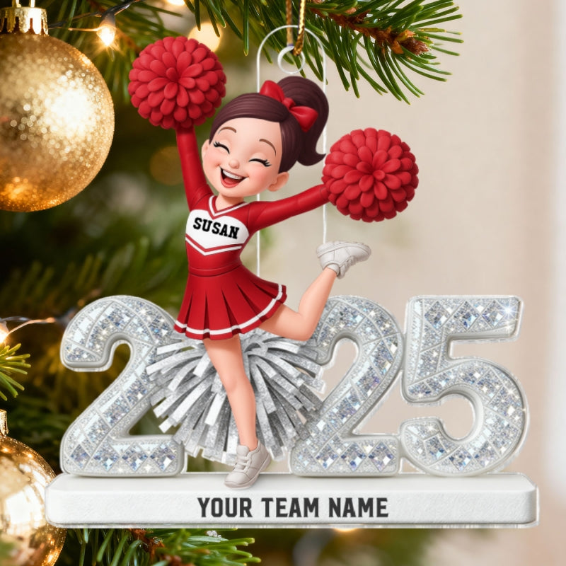 3D Shining Effect Cheerleader - Personalized Acrylic Car Hanger - Gift For Cheerleaders