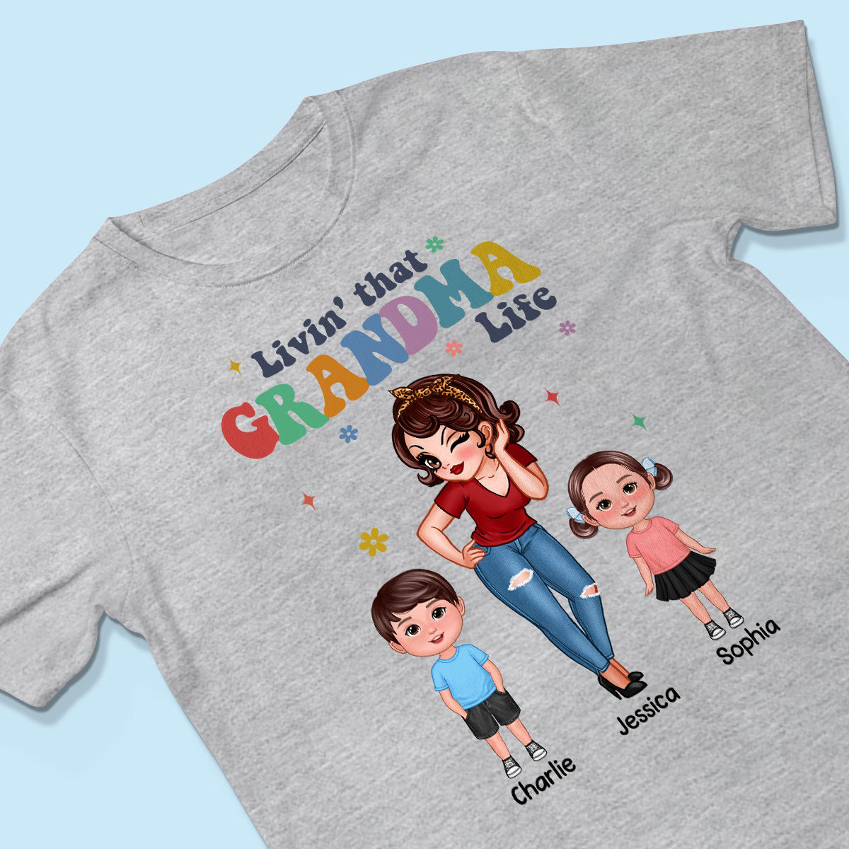 Livin' That Grandma Life  Cool Grandma Grandkids Colorful Stylish Graphic, Personalized Shirt, Gift For Grandma
