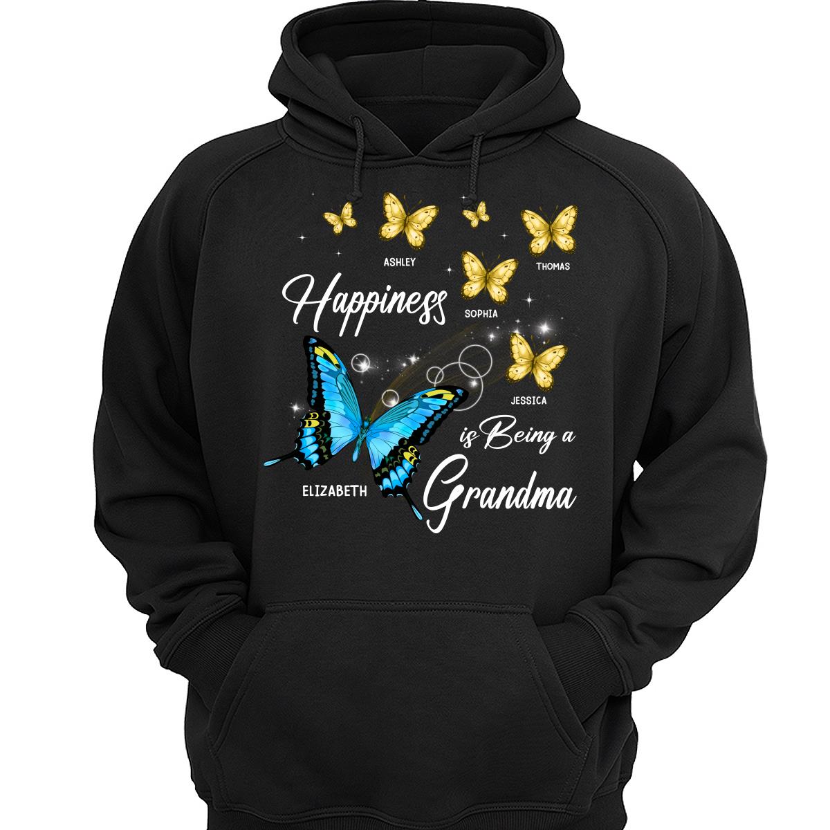 Happiness Is Being Grandma Butterflies Personalized Shirt