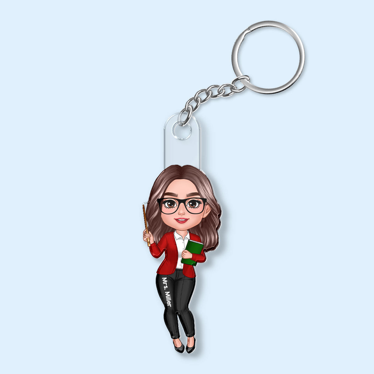 Happy Doll Teacher Personalized Acrylic Keychain, Back To School Gift