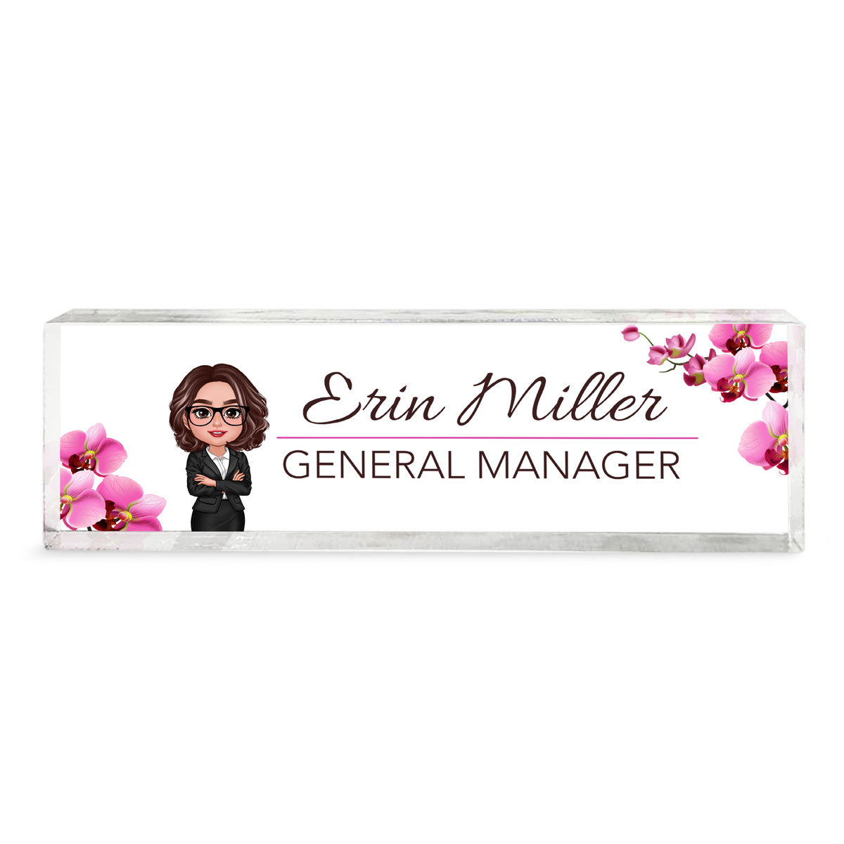 Beautiful Woman Office Personalized Acrylic Desk Name Plate, Office Desk Decor, Gift For Colleagues, Coworkers