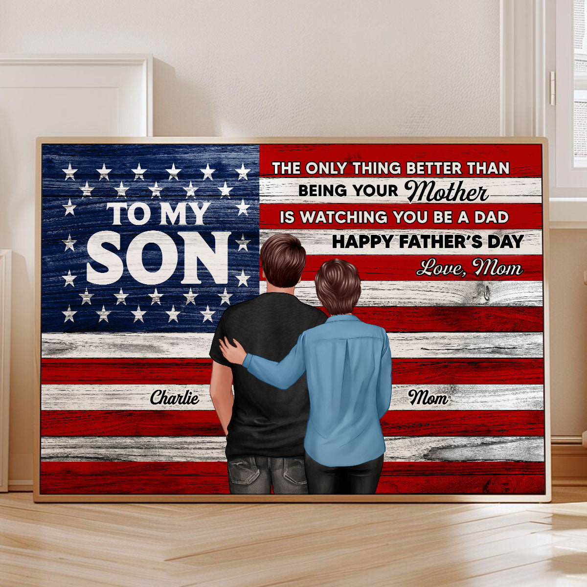 Nation Flag To My Son Happy Father's Day Personalized Poster, Heartfelt Father's Day Gift For Son