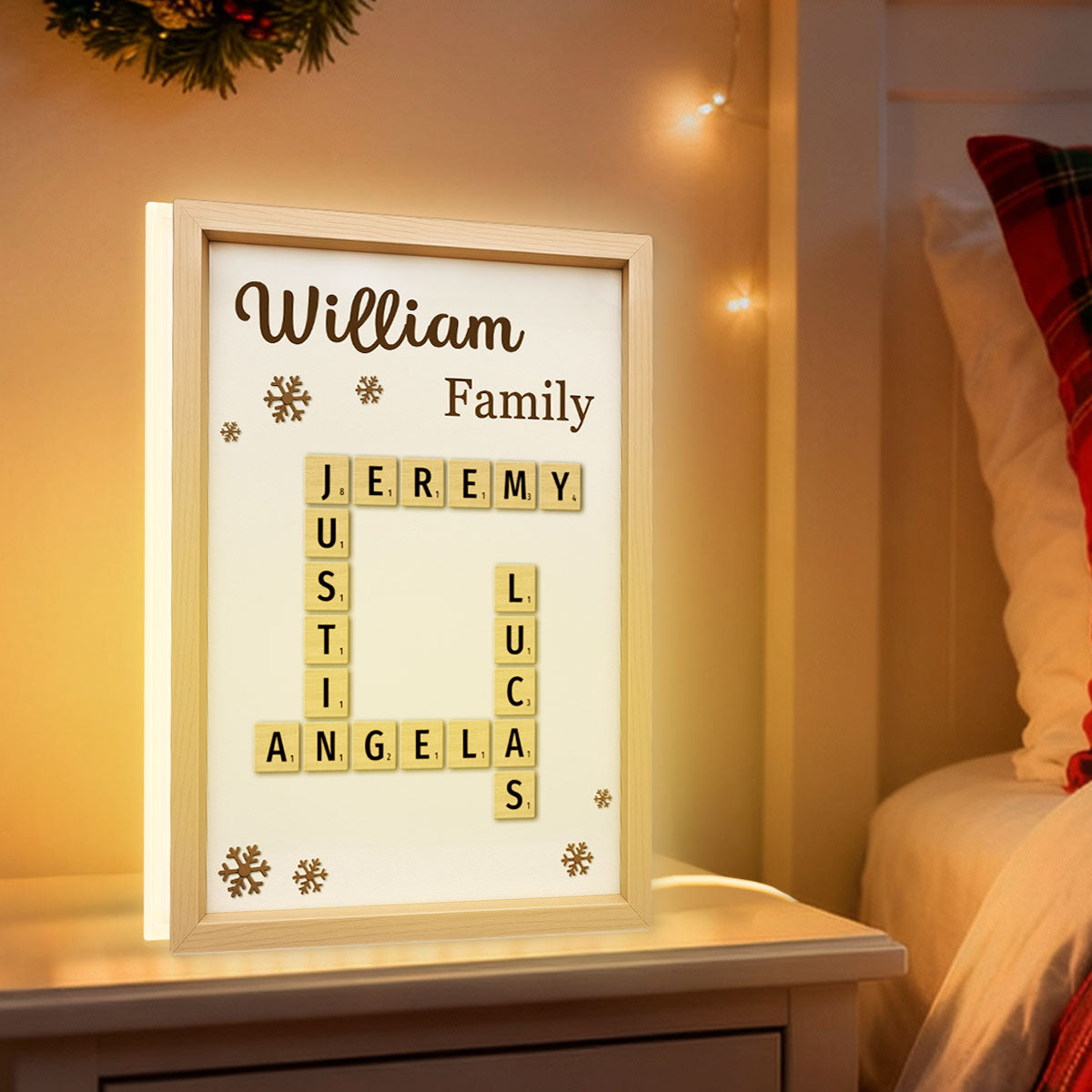 Family Crossword - Personalized Light Box - Christmas Gift for Family, for Wife, for Husband