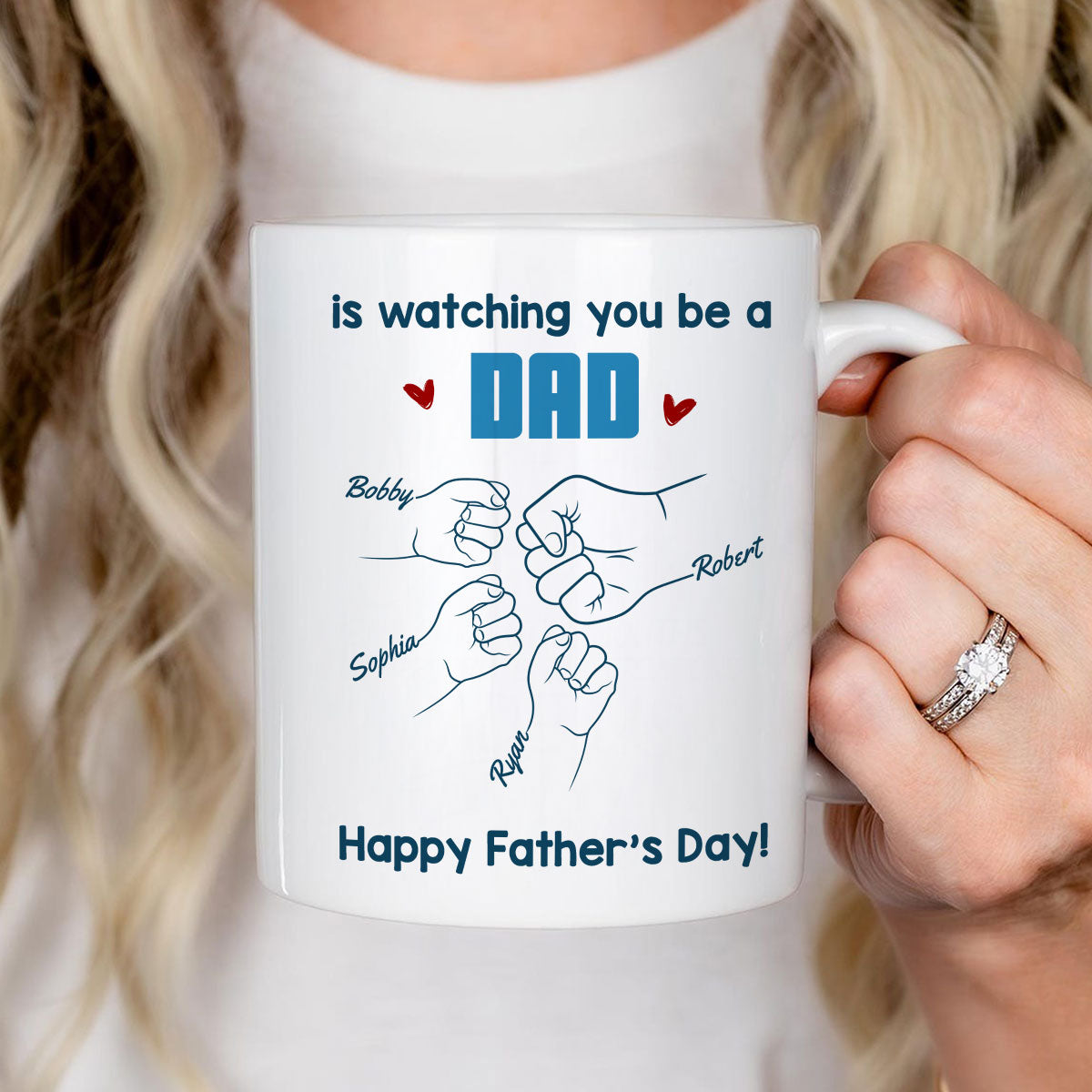 From Mom Dad To Son Watching You Be A Dad Blue Tone - Personalized Mug - Gift For Son