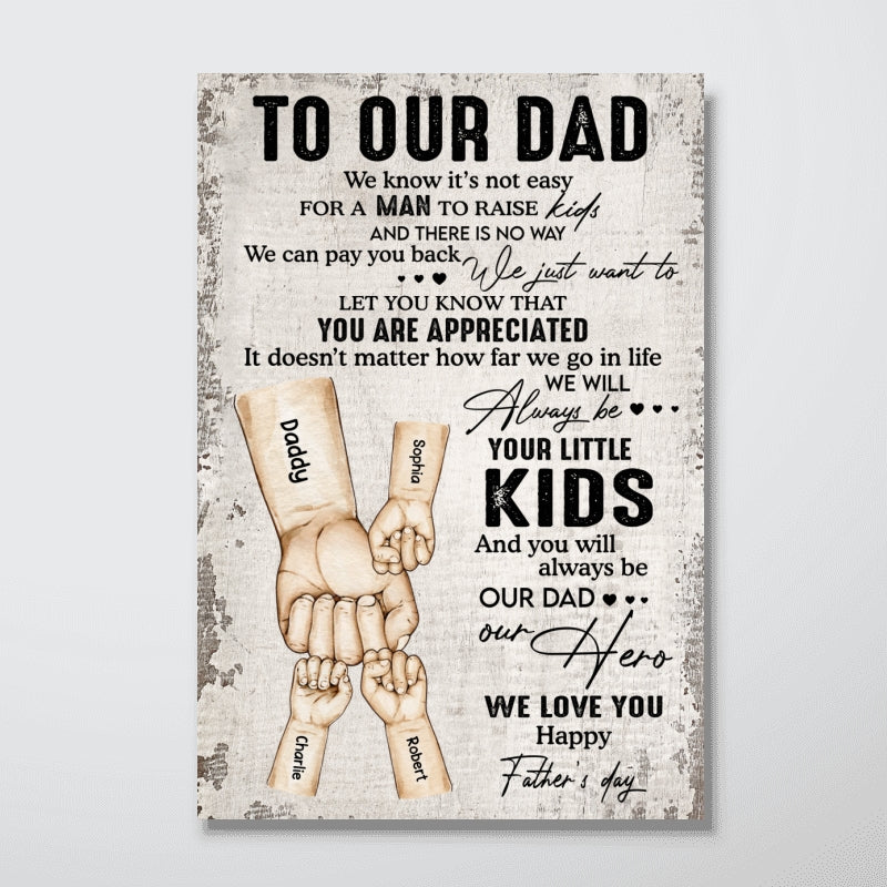 To Our Dad Fist Bump Personalized Poster