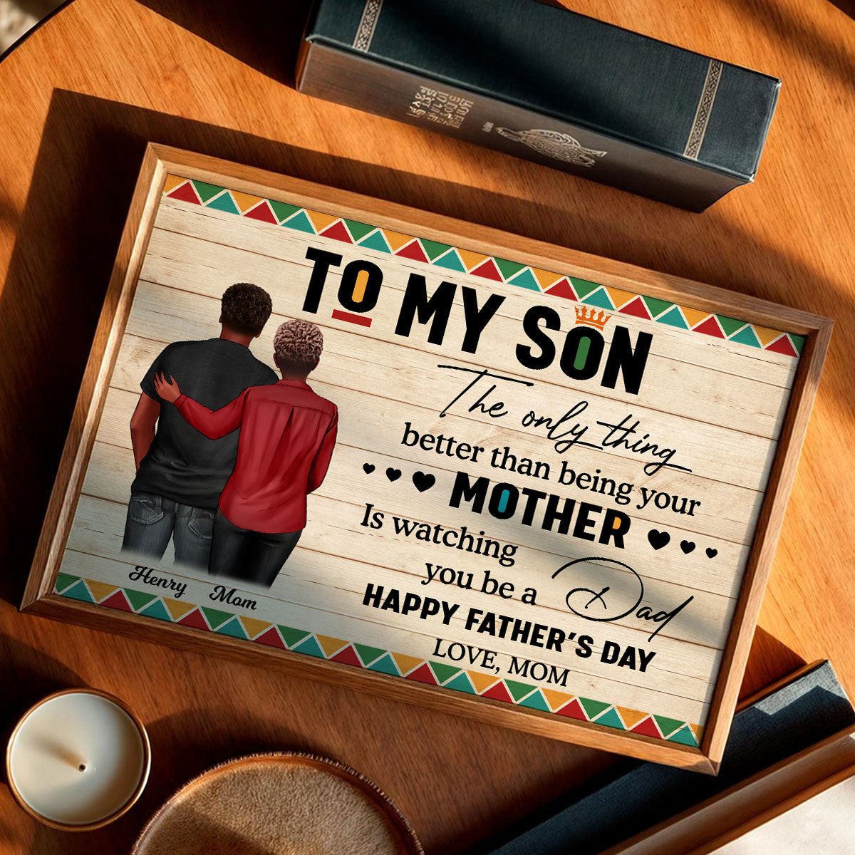To My Son From Mom Dad Happy Father's Day Black Pride Personalized Poster
