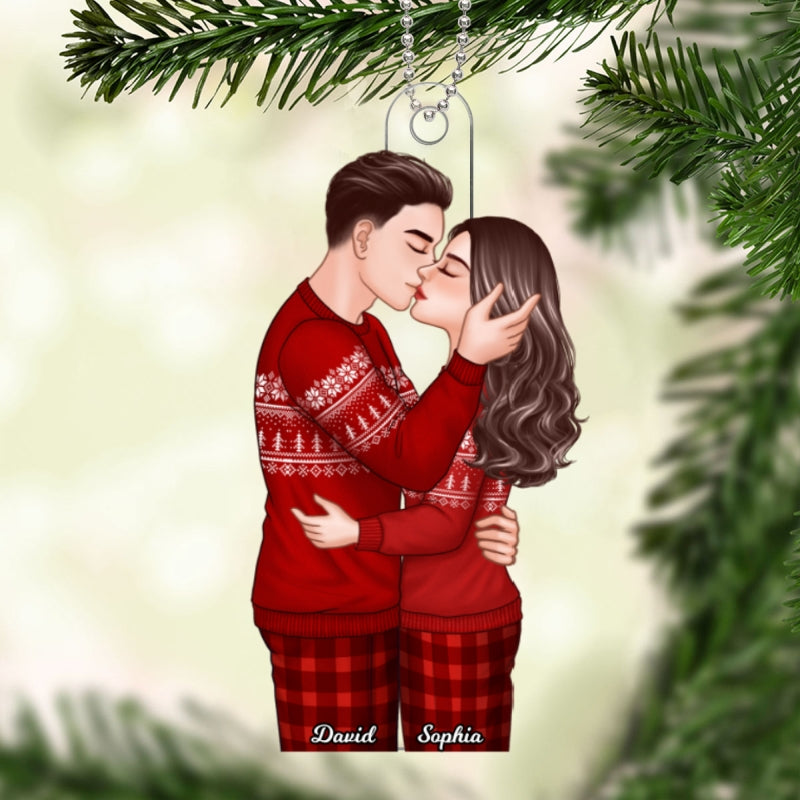 Christmas Romantic Couple Kissing Gift For Him For Her Personalized Acrylic Ornament