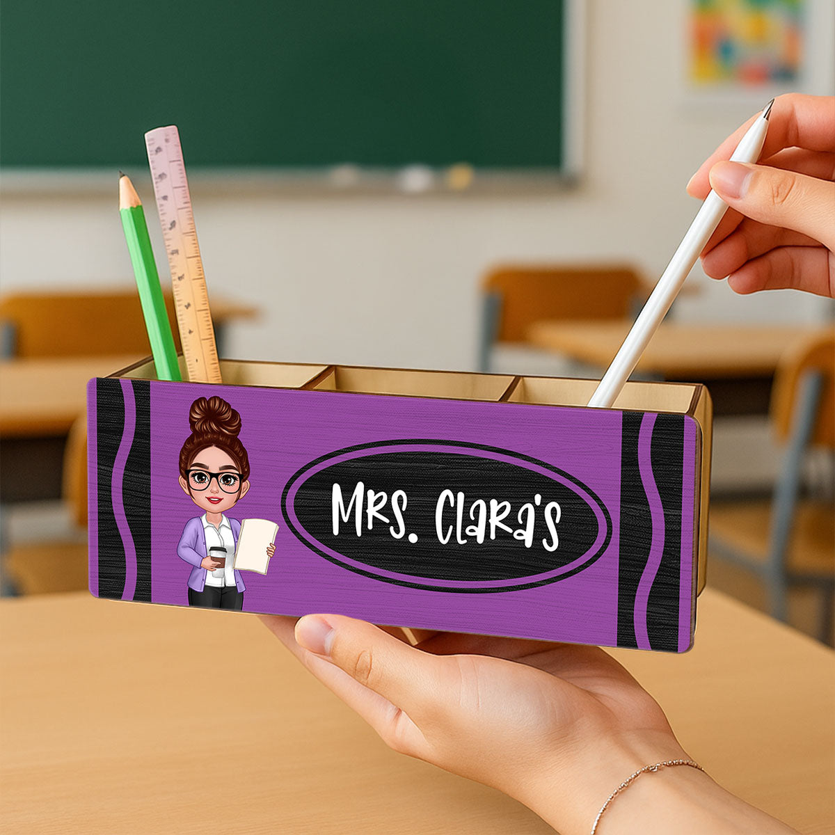 Teacher Crayon Personalized Pencil Holder