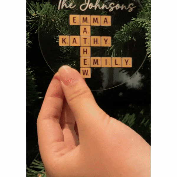 Family Crossword Puzzle Art - Personalized Acrylic Ornament