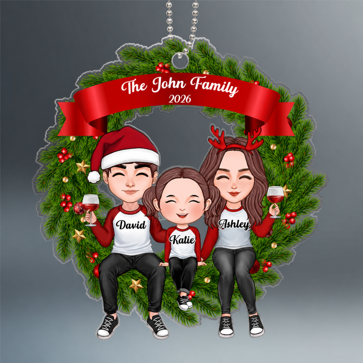 Family Wreath Personalized Acrylic Ornament