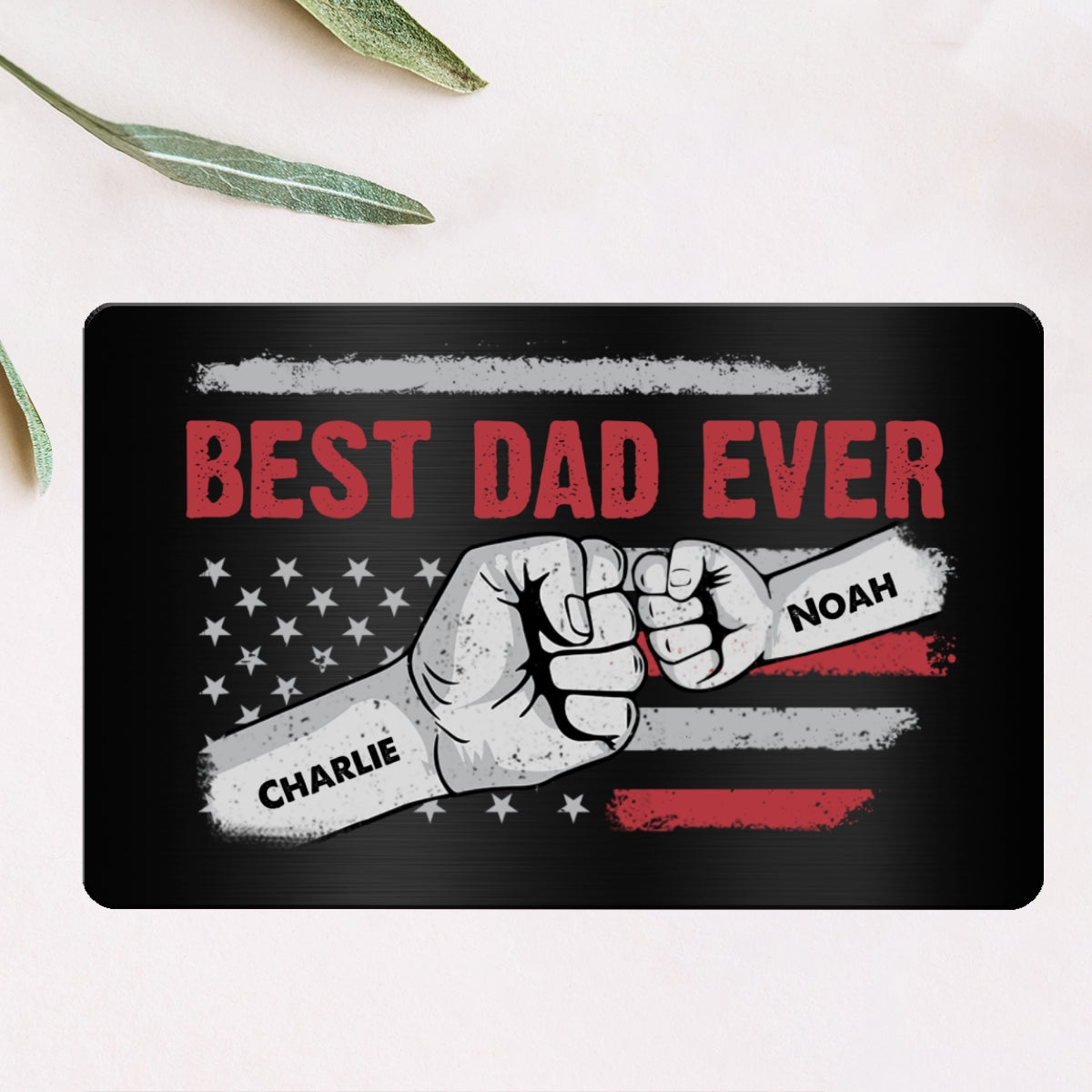 Best Dad Grandpa Ever Flag Punch Hand Wallet Insert Personalized Metal Wallet Card