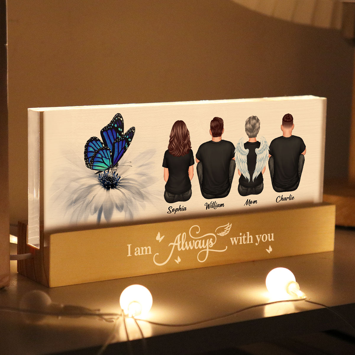 Butterfly I Am Always With You Memorial Personalized Acrylic Block LED Night Light