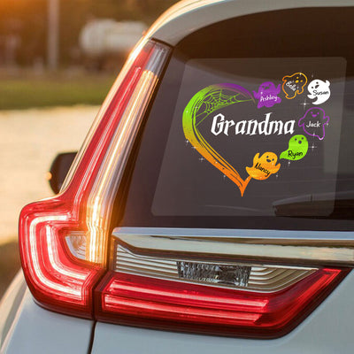 Grandma Boo Crew Heart Halloween Personalized Decal, Halloween Decor