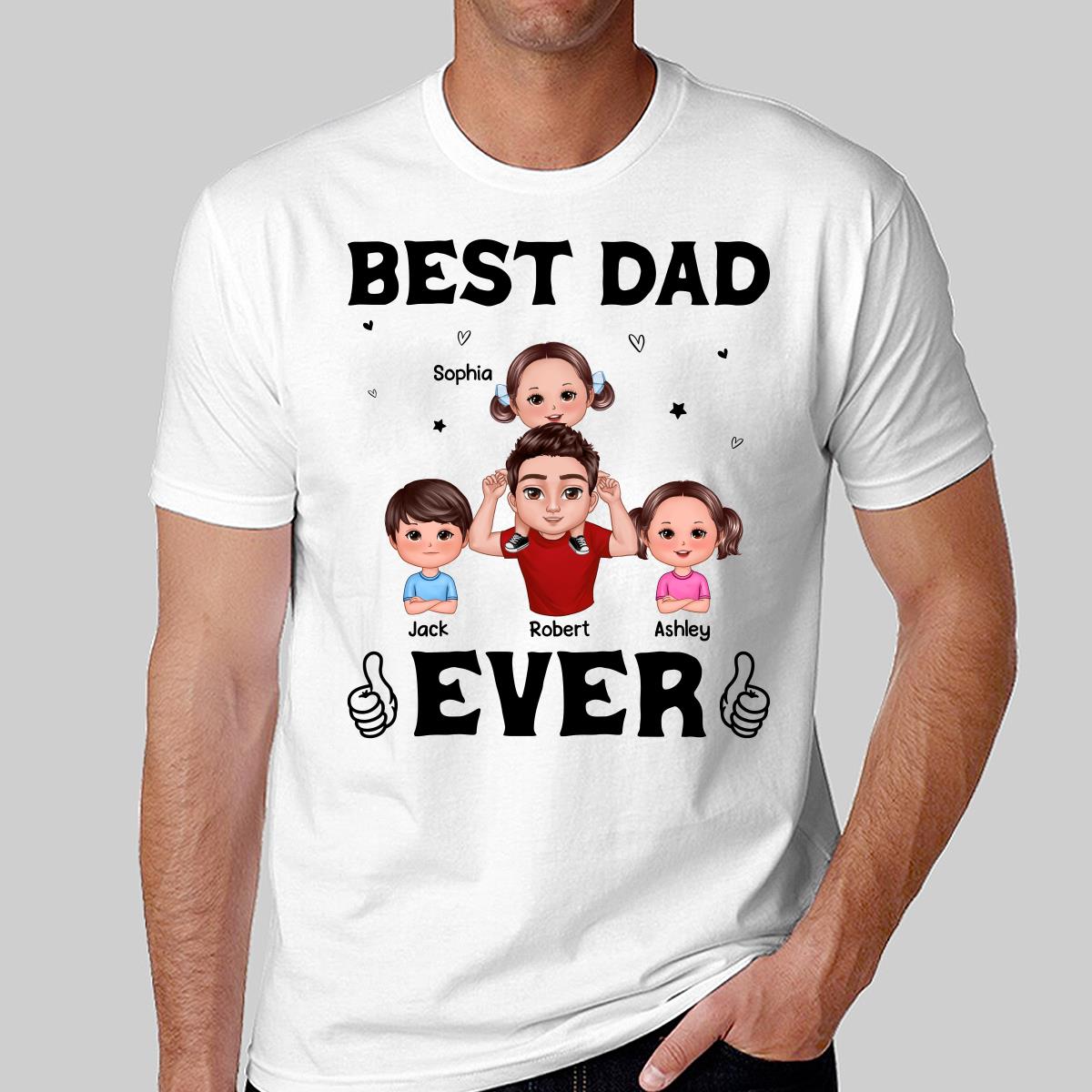 Doll Dad And Kid Piggy Back Best Dad Ever Personalized Shirt