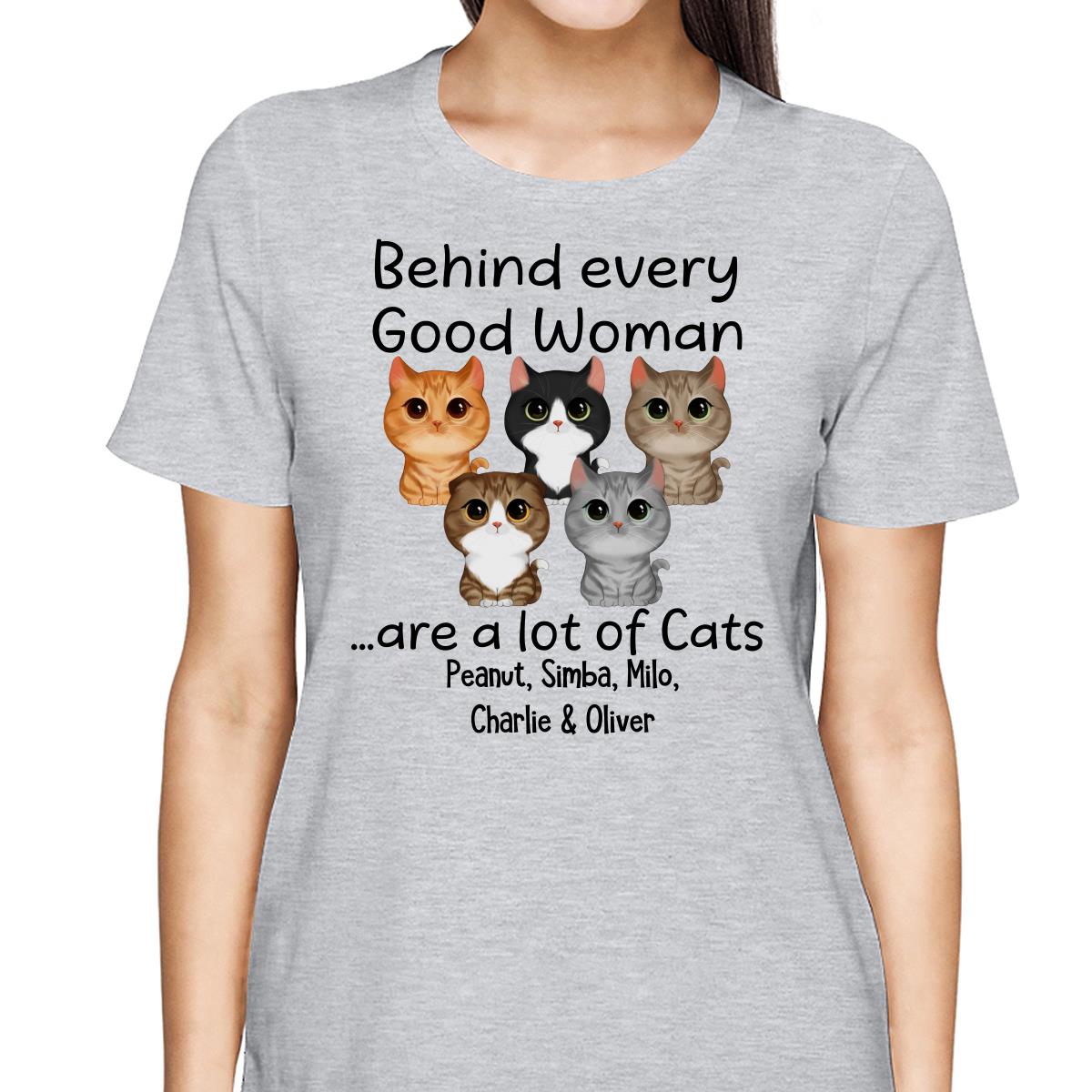 Behind Every Good Woman Are Watercolor Cute Cats Personalized Shirt
