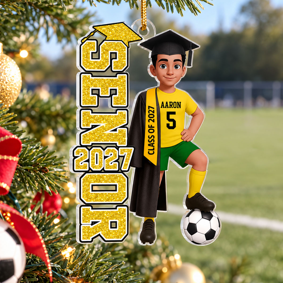 Soccer Senior 2026 2027 - Personalized Acrylic Ornament - Christmas Gift For Seniors, Daughter, Son, Granddaughters, Grandsons
